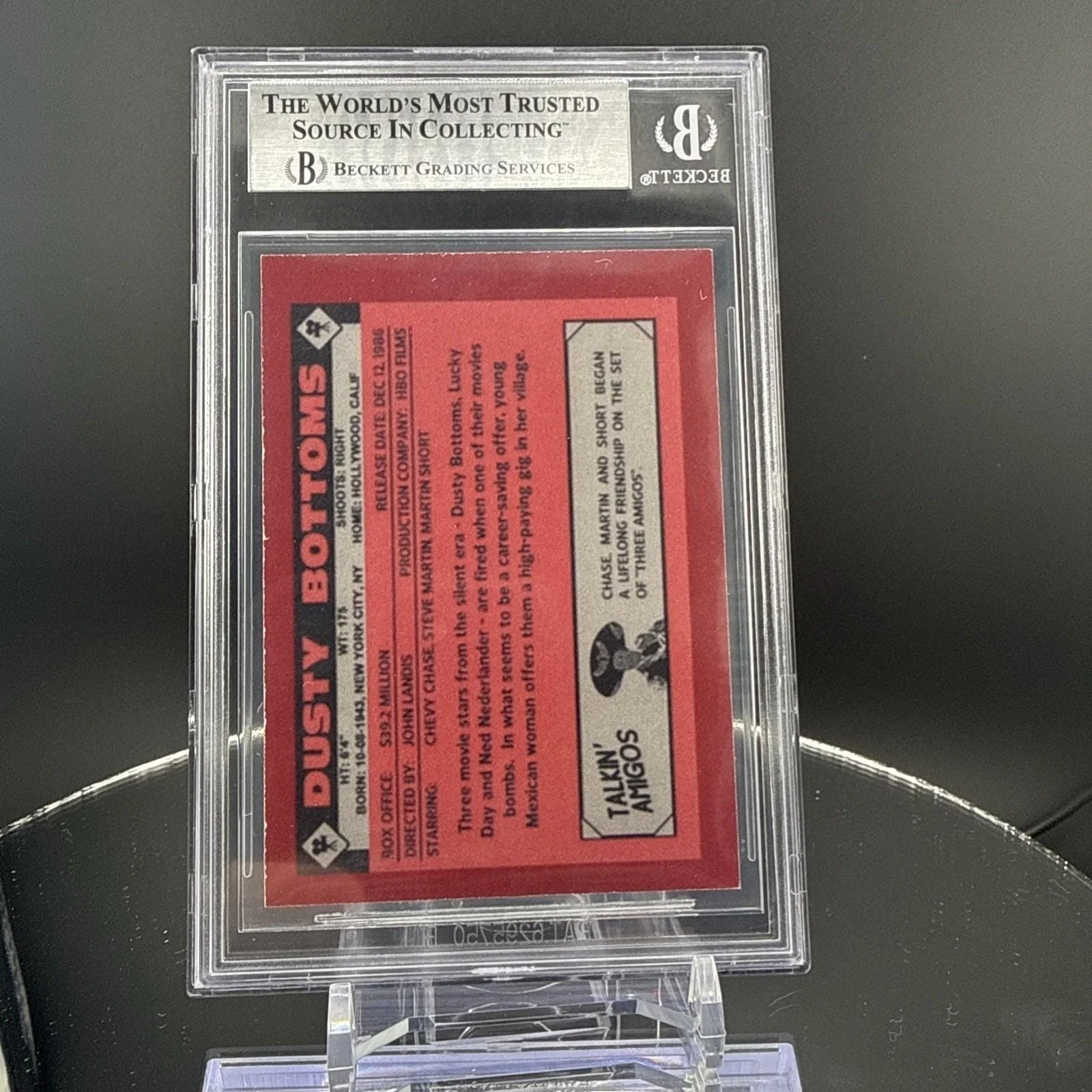 Chevy Chase — Chevy Chase Signed Three Amigos Dusty Bottoms Custom Card Beckett BAS Authentic, image 2