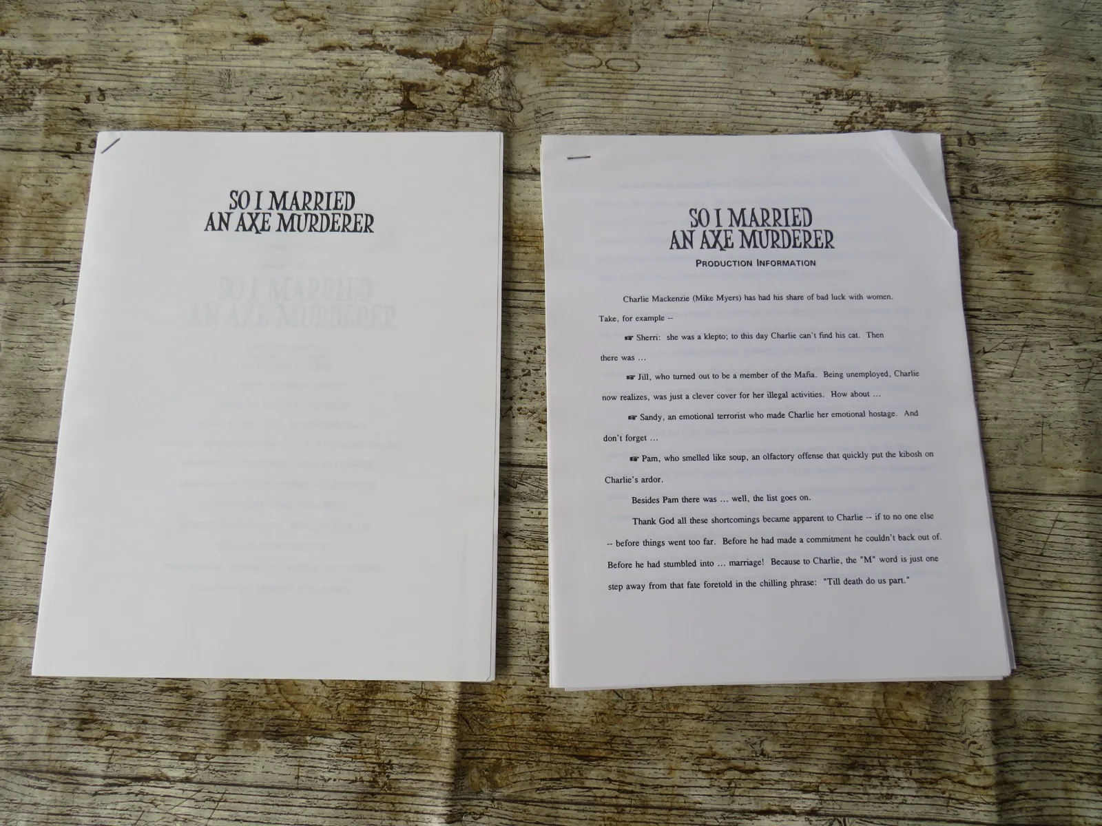 SO I MARRIED AN AXE MURDERER ORIGINAL 1993 FILM PRESS KIT Mike Myers 7 PHOTOS, image 3
