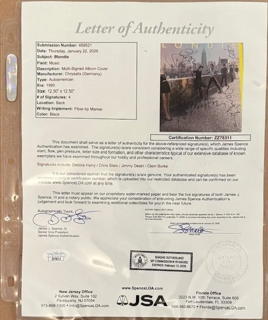 Blondie : signed Autoamerican autographed Lp vinyl LOA JSA Debbie Harry, изображение 2