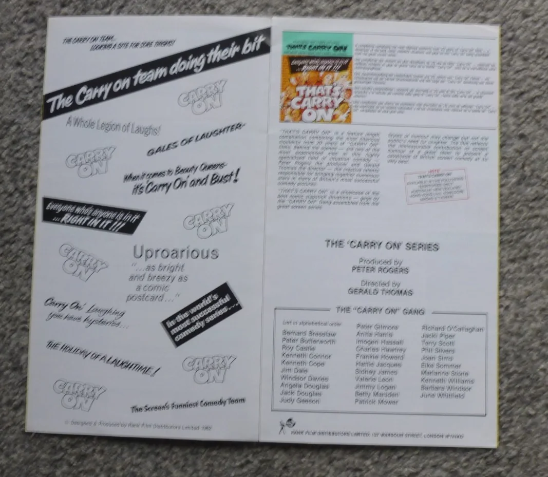 Carry On Video Release Publicity Sheet Sid James Williams Jacques Bresslaw, image 3