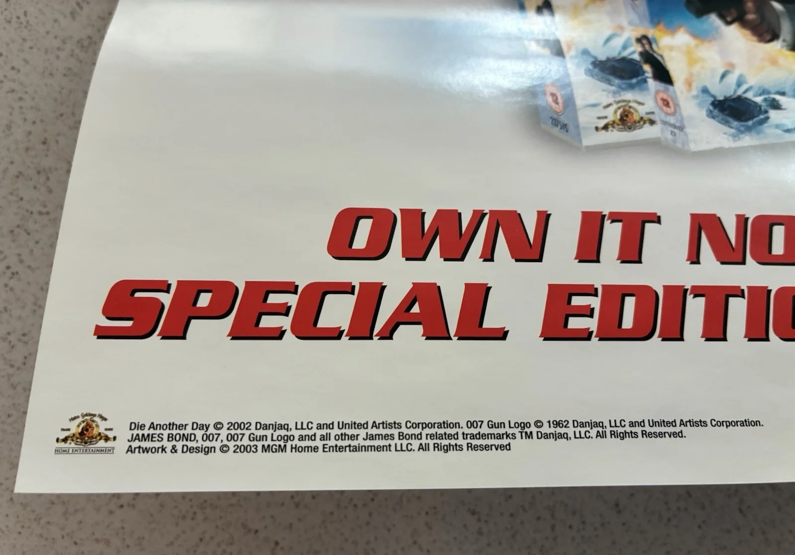 DIE ANOTHER DAY - ORIGINAL RARE VIDEO DVD PROMO SHOP POSTER - 2003 - BOND 007, image 2