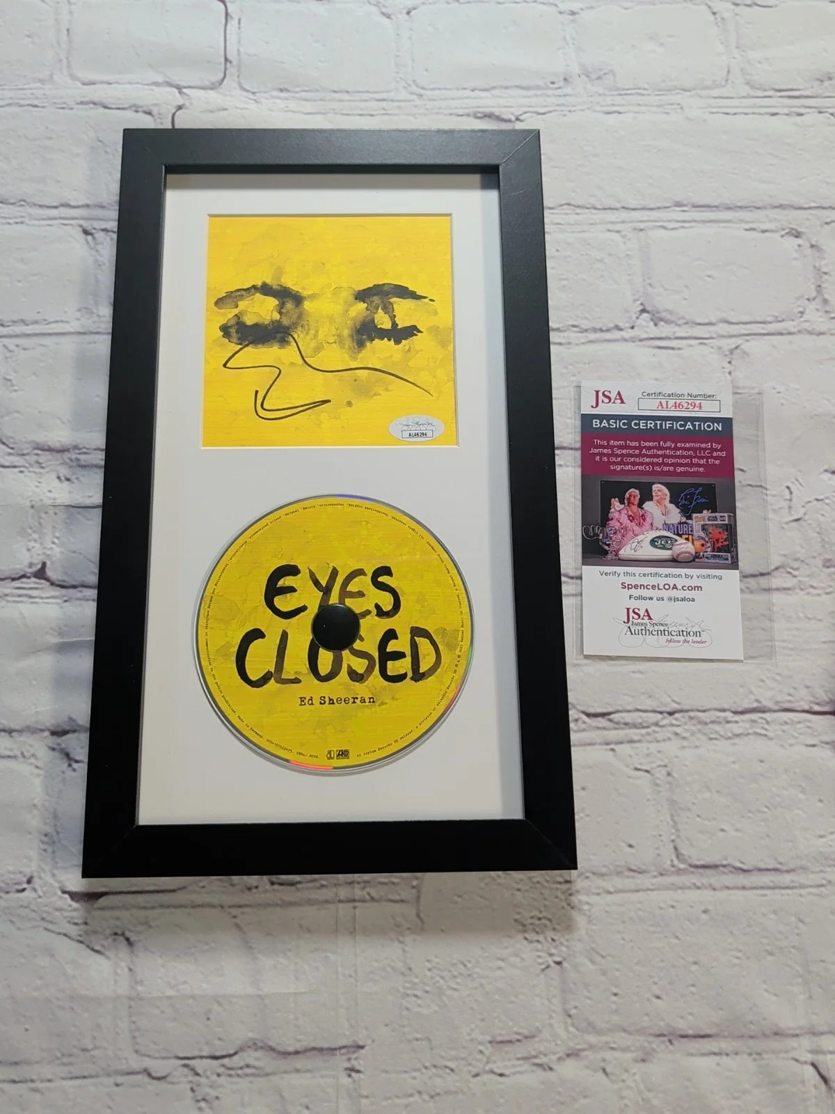 Framed Ed Sheeran Signed Autographed Eyes Closed Insert + CD - JSA COA, image 2