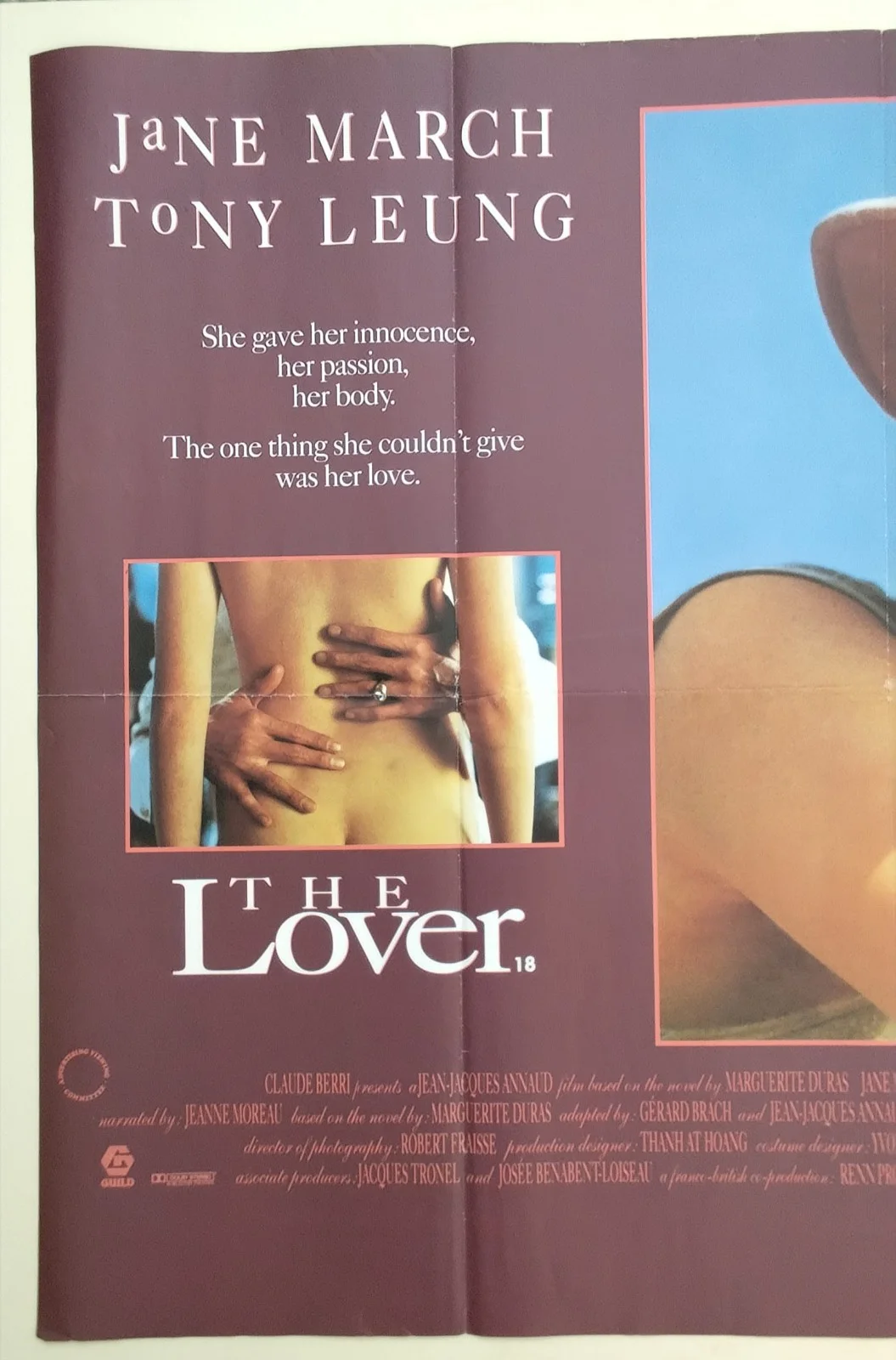 The Lover Original UK Quad Film Poster 1992 Jane March Tony Leung French Folded, изображение 2