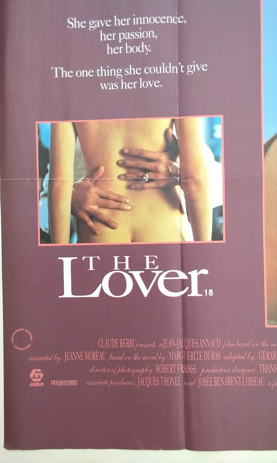 The Lover Original UK Quad Film Poster 1992 Jane March Tony Leung French Folded, изображение 3