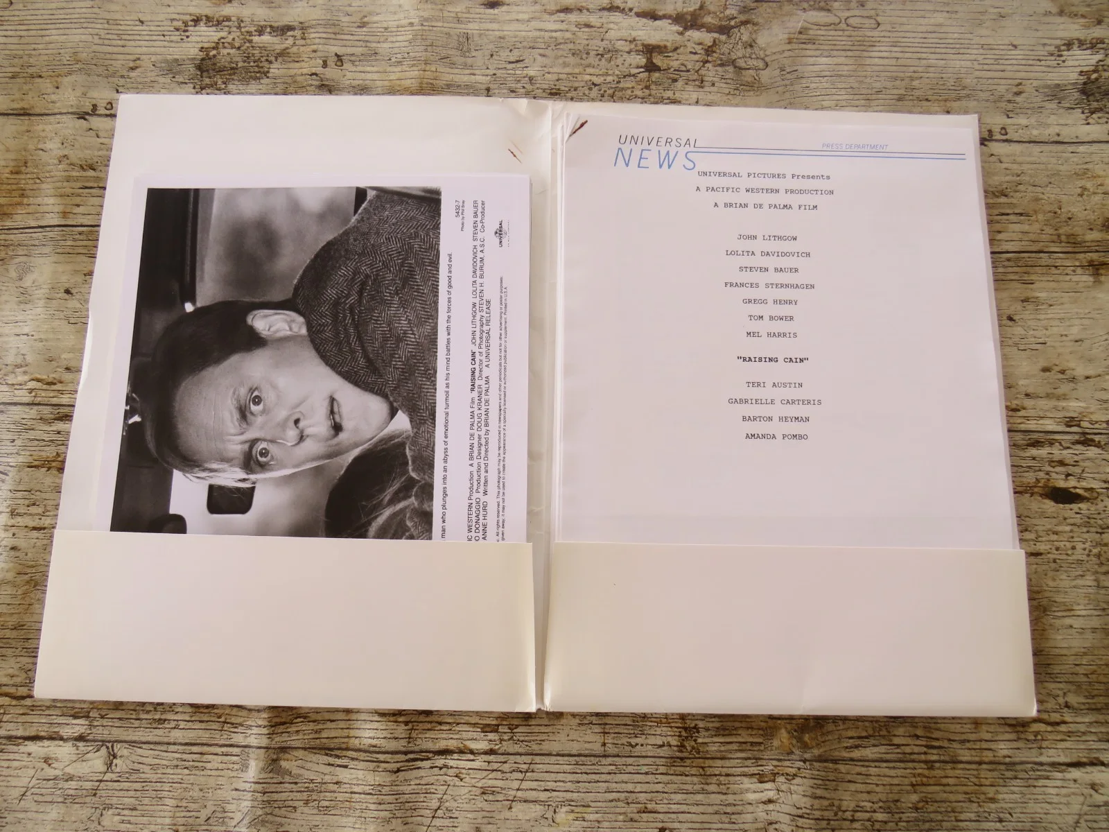 RAISING CAIN ORIGINAL 1992 CINEMA MOVIE PRESS KIT John Lithgow 9 PHOTOS HORROR, изображение 2