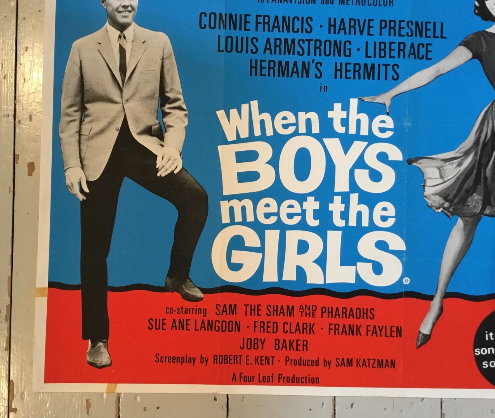 When the Boys Meet The Girls 1965 Rare Original UK Quad Poster Herman’s Hermits, изображение 2