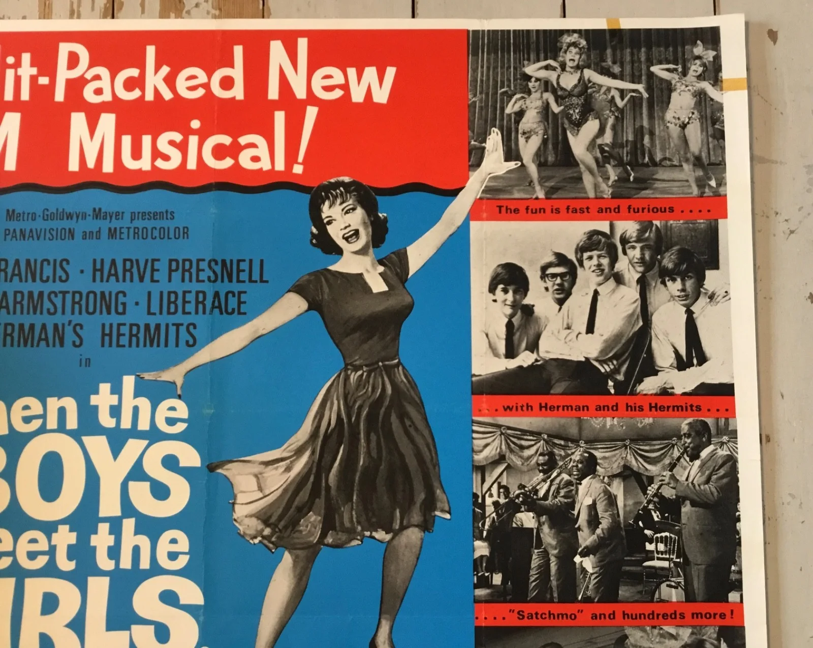 When the Boys Meet The Girls 1965 Rare Original UK Quad Poster Herman’s Hermits, изображение 4