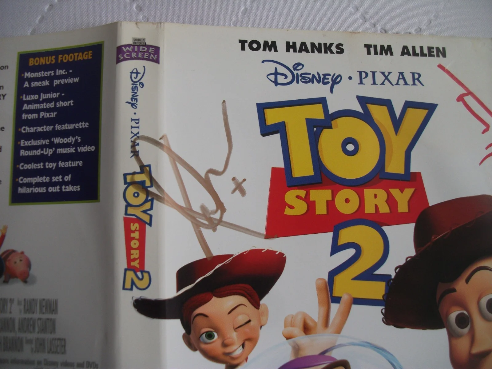 TOY STORY 2 SLEEVE signed by TOM HANKS, TIM ALLEN and JOAN CUSACK Sleeve only, image 2