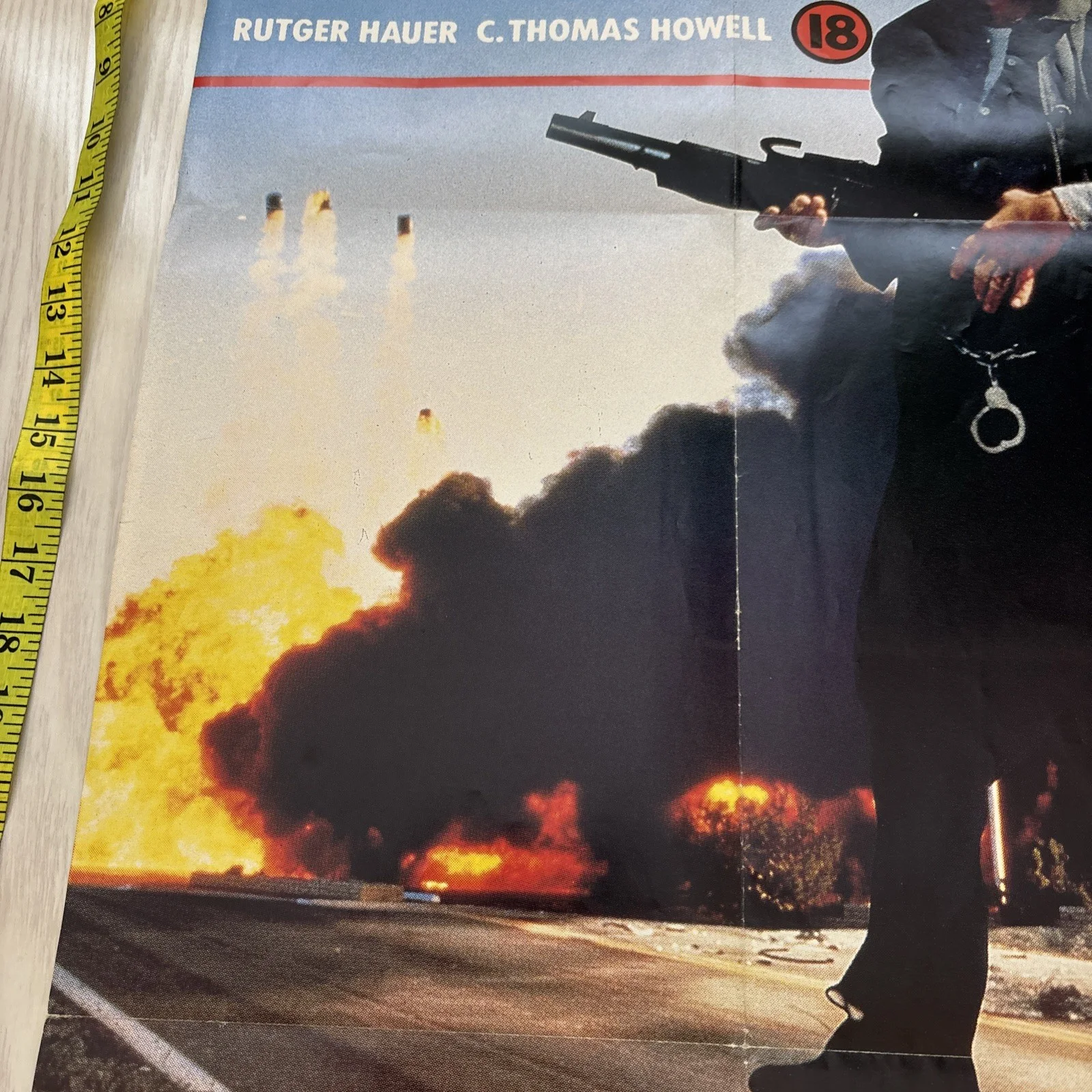 THE HITCHER original Italian film poster 1986 28 X 13" Rutger Hauer 1986 folded, изображение 4