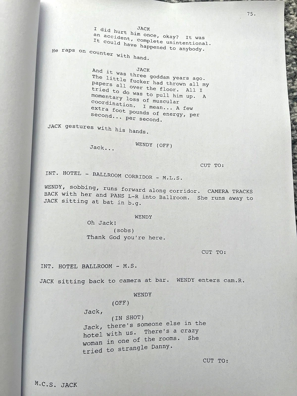 The Shining Film Script / Screenplay. Jack Nicholson, Shelley Duvall., image 2