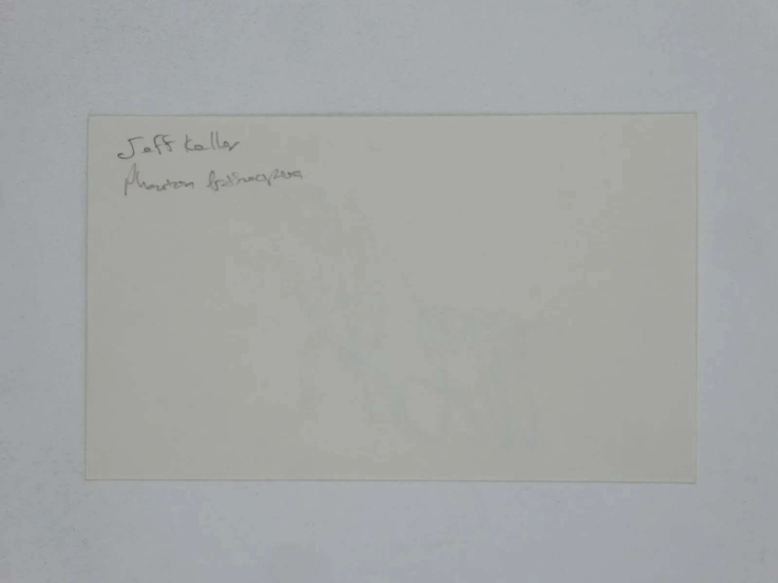 Jeff Keller — Jeff Keller Hand Signed Autographed 3x5 Index Card Phantom of the Opera, изображение 2