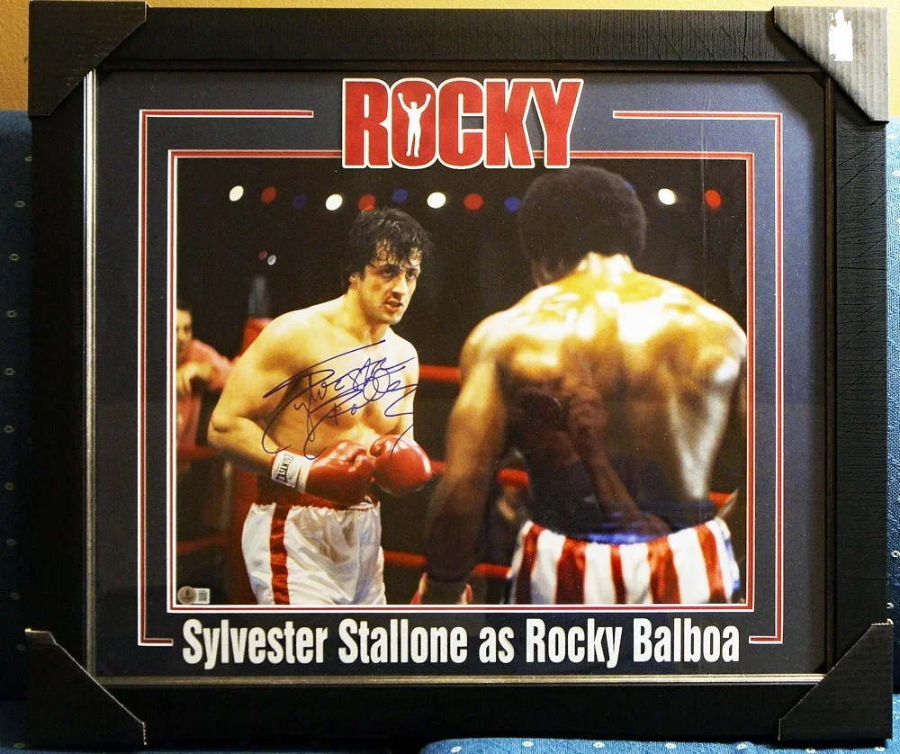 Sylvester Stallone — Giant SYLVESTER STALLONE SIGNED and Framed ROCKY Photo / Display BECKETT LOA!!