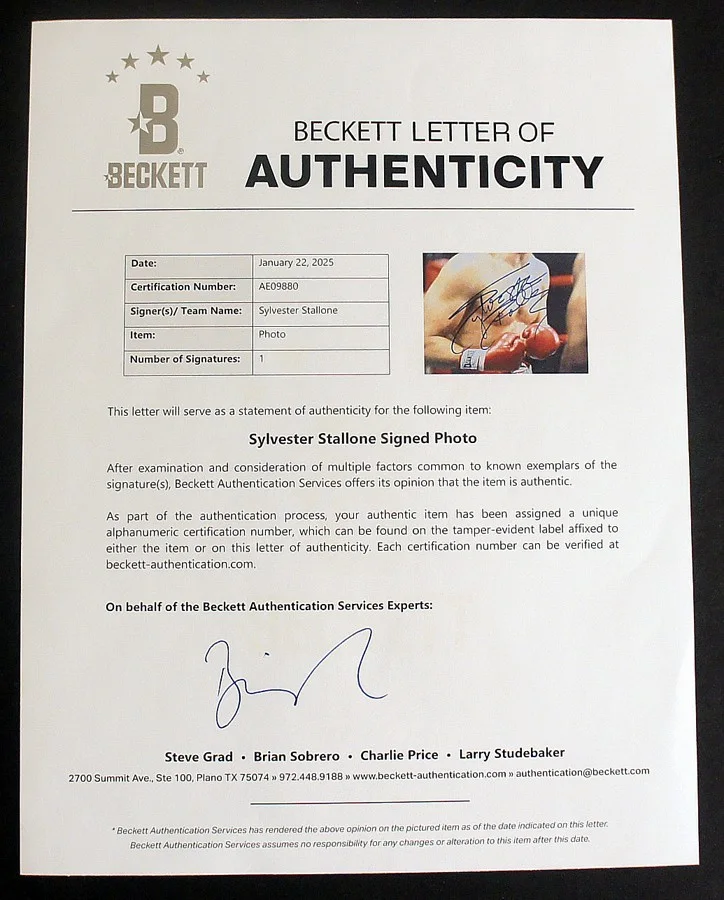 Sylvester Stallone — Giant SYLVESTER STALLONE SIGNED and Framed ROCKY Photo / Display BECKETT LOA!!, изображение 3