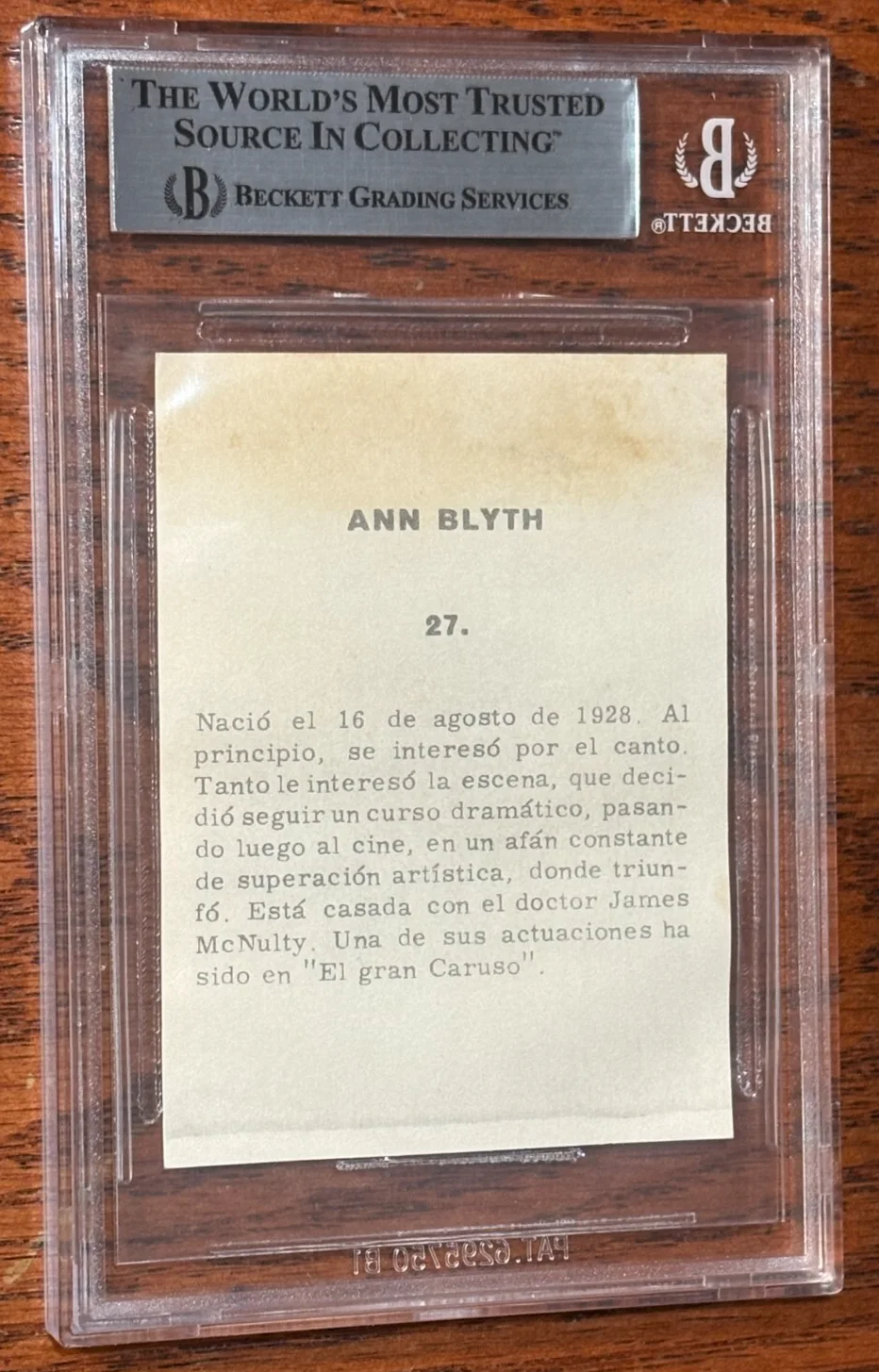 ANN BLYTH — RARE BECKETT BAS AUTHENTIC AUTO AUTOGRAPH ANN BLYTH ON 1950'S SPANISH MOVIE CARD, изображение 4