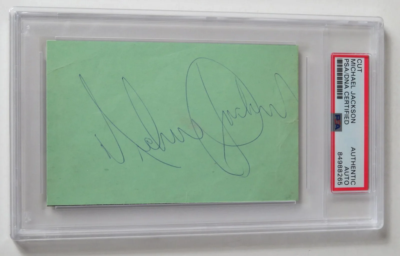 MICHAEL JACKSON Signed Autograph Auto 3x5 Index Card Cut Slab PSA JSA, image 2