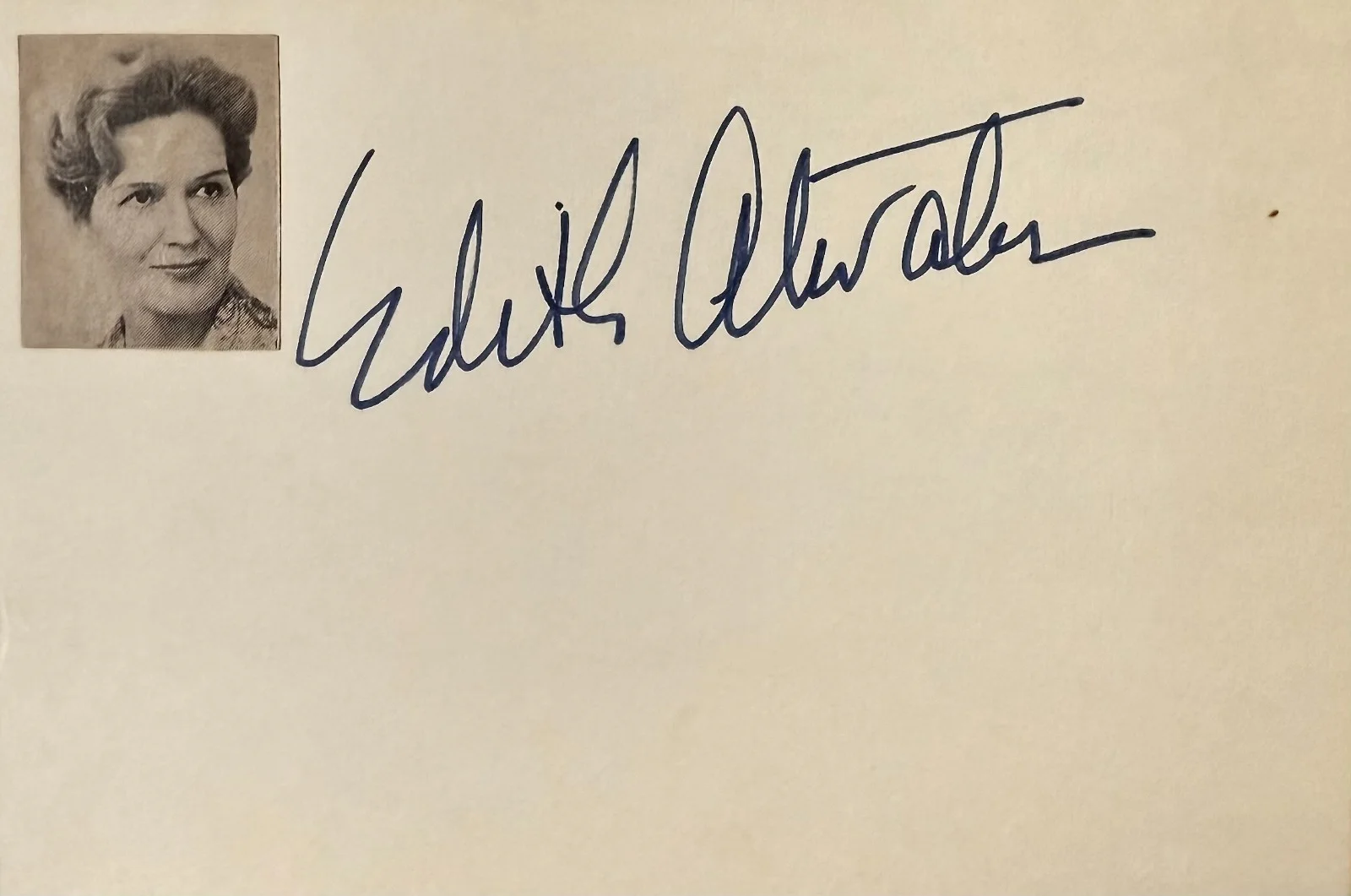 Edith Atwater — EDITH ATWATER Autographed Signed 4"x 6" INDEX CARD Mr. Sardonicus STRAIT-JACKET, image 3