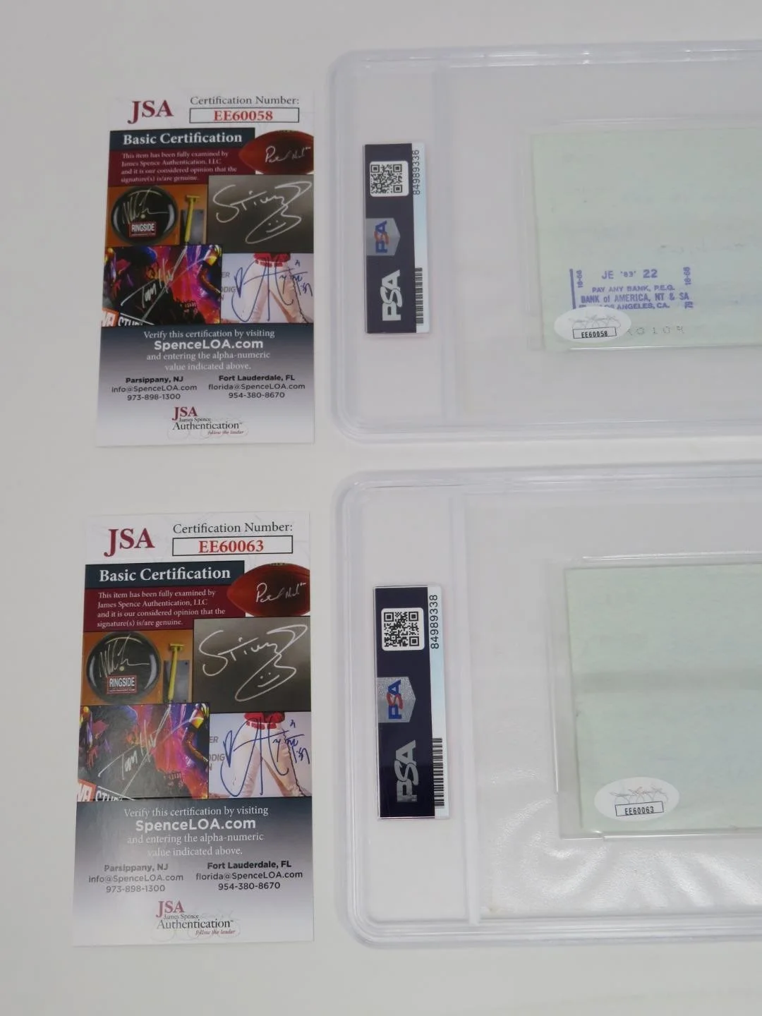 THREE DOG NIGHT Signed Autograph Auto Check Lot by 3 Slab JSA PSA, image 2