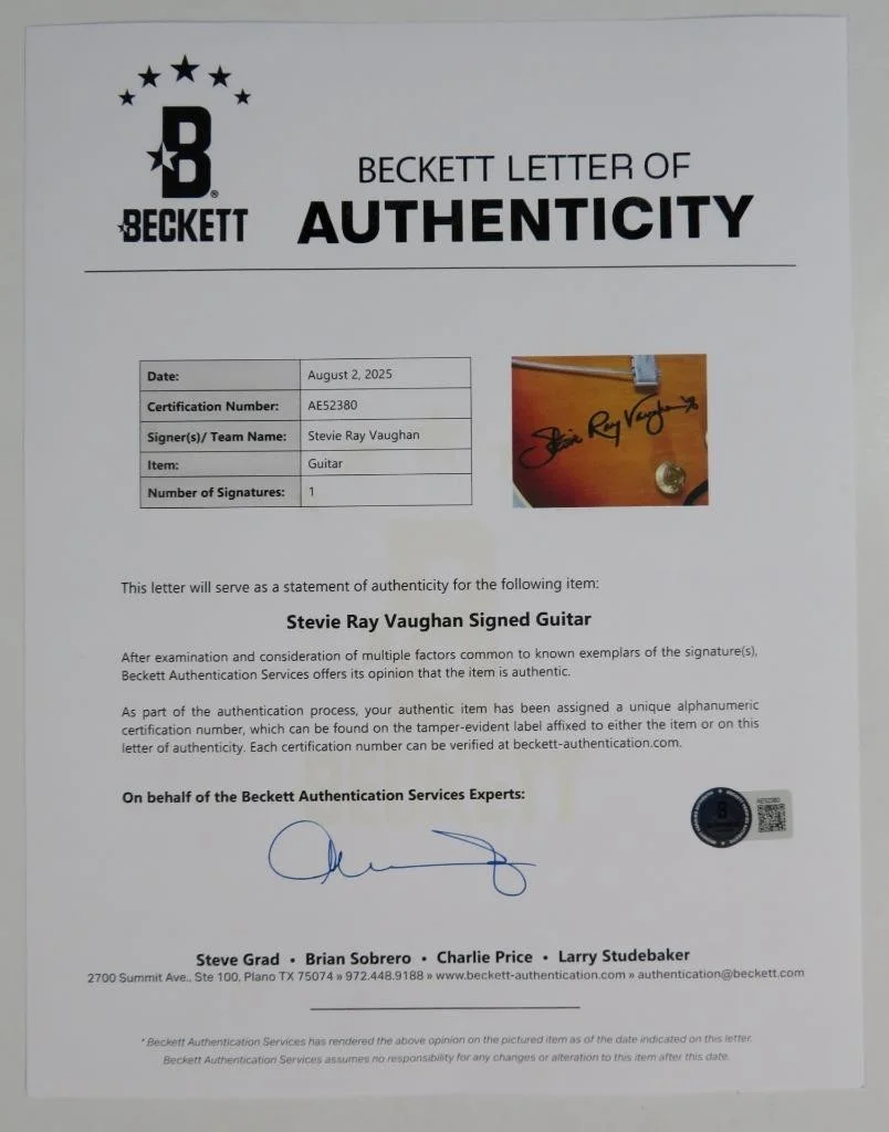 STEVIE RAY VAUGHAN Signed Autograph Auto Guitar JSA BAS, image 4