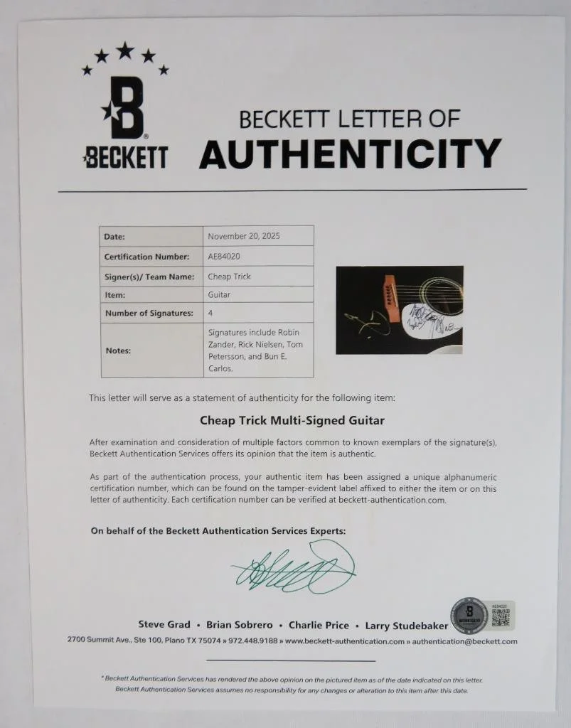 CHEAP TRICK Signed Autograph Auto Guitar by 4 JSA BAS, image 2