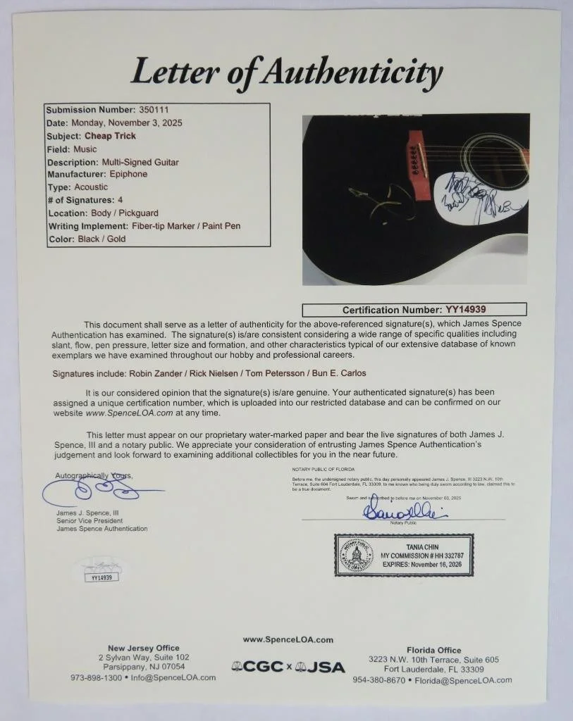 CHEAP TRICK Signed Autograph Auto Guitar by 4 JSA BAS, image 3