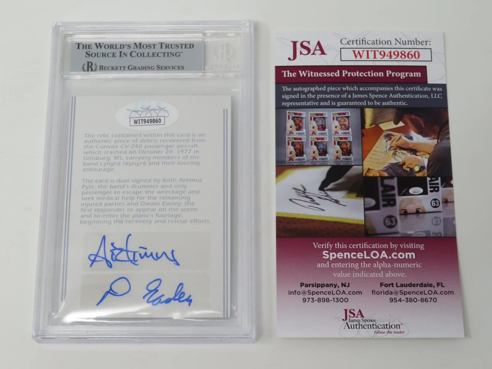LYNYRD SKYNYRD Signed Autograph Auto 1977 Plane Crash Relic Trading Card JSA BAS, image 5