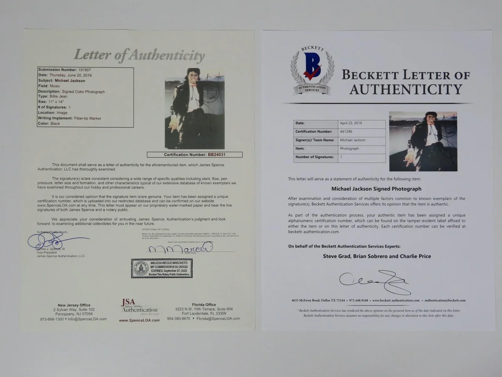 MICHAEL JACKSON Signed Autograph Auto 11x14 Photo JSA BAS, image 2