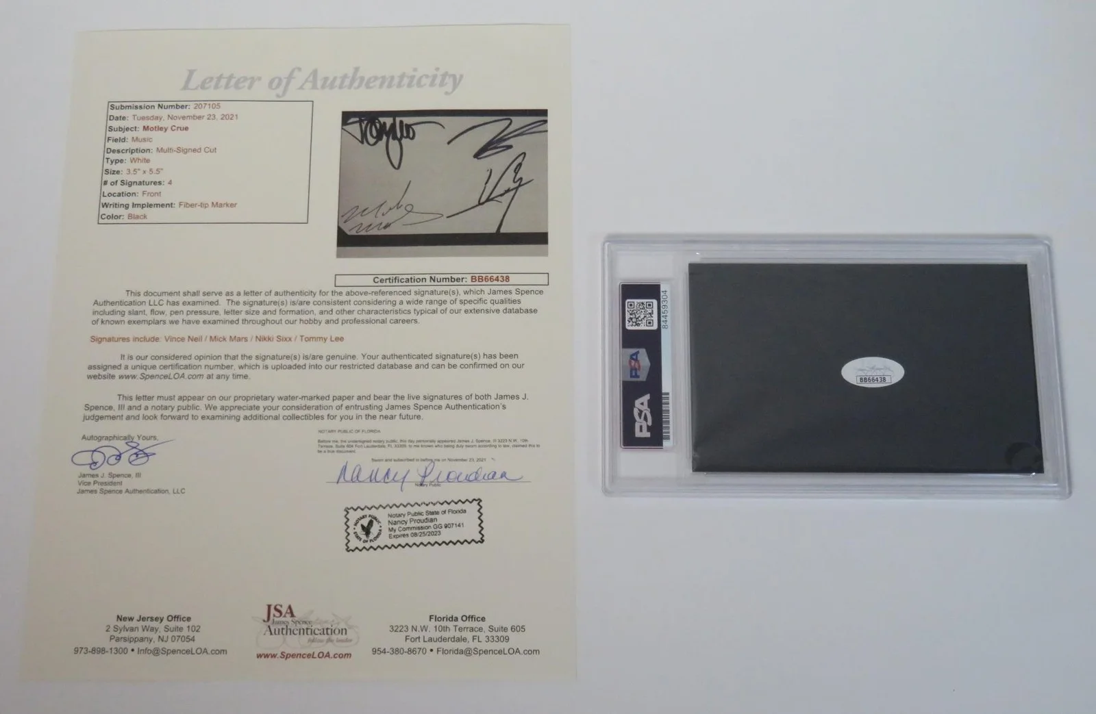 MOTLEY CRUE Signed Autograph Auto 3x5 Index Card Cut by All 4 Slab PSA JSA, изображение 5