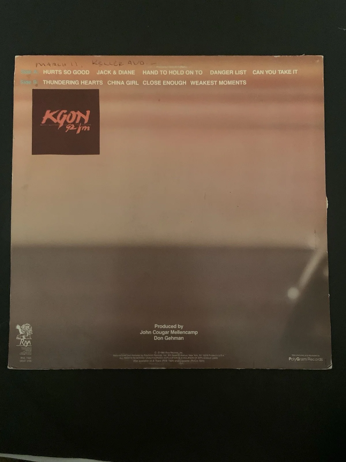 John Cougar American Fool signed album, image 2