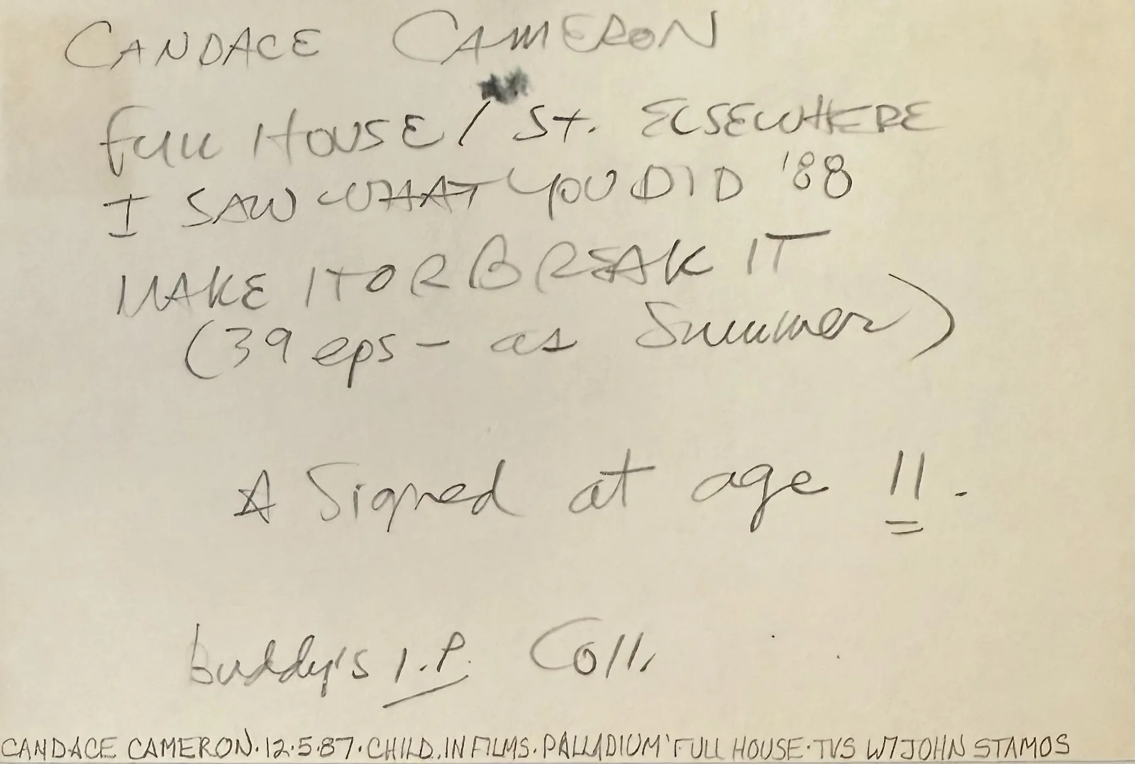Candace Cameron — CANDACE CAMERON Signed Autograph 4x6 INDEX CARD Growing Pains FULL HOUSE AGE 11, изображение 2