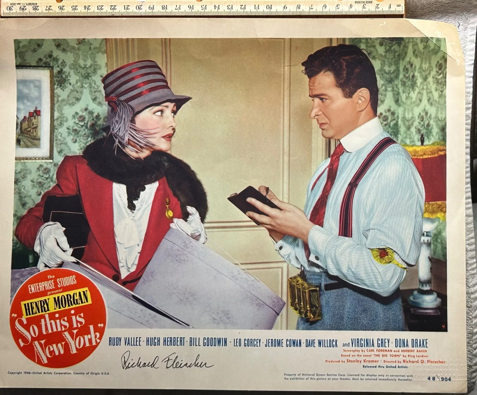 RICHARD FLEISCHER—SIGNED So This Is NY Lobby Card—Noir/Sci Fi Director—Max’s Son, image 2