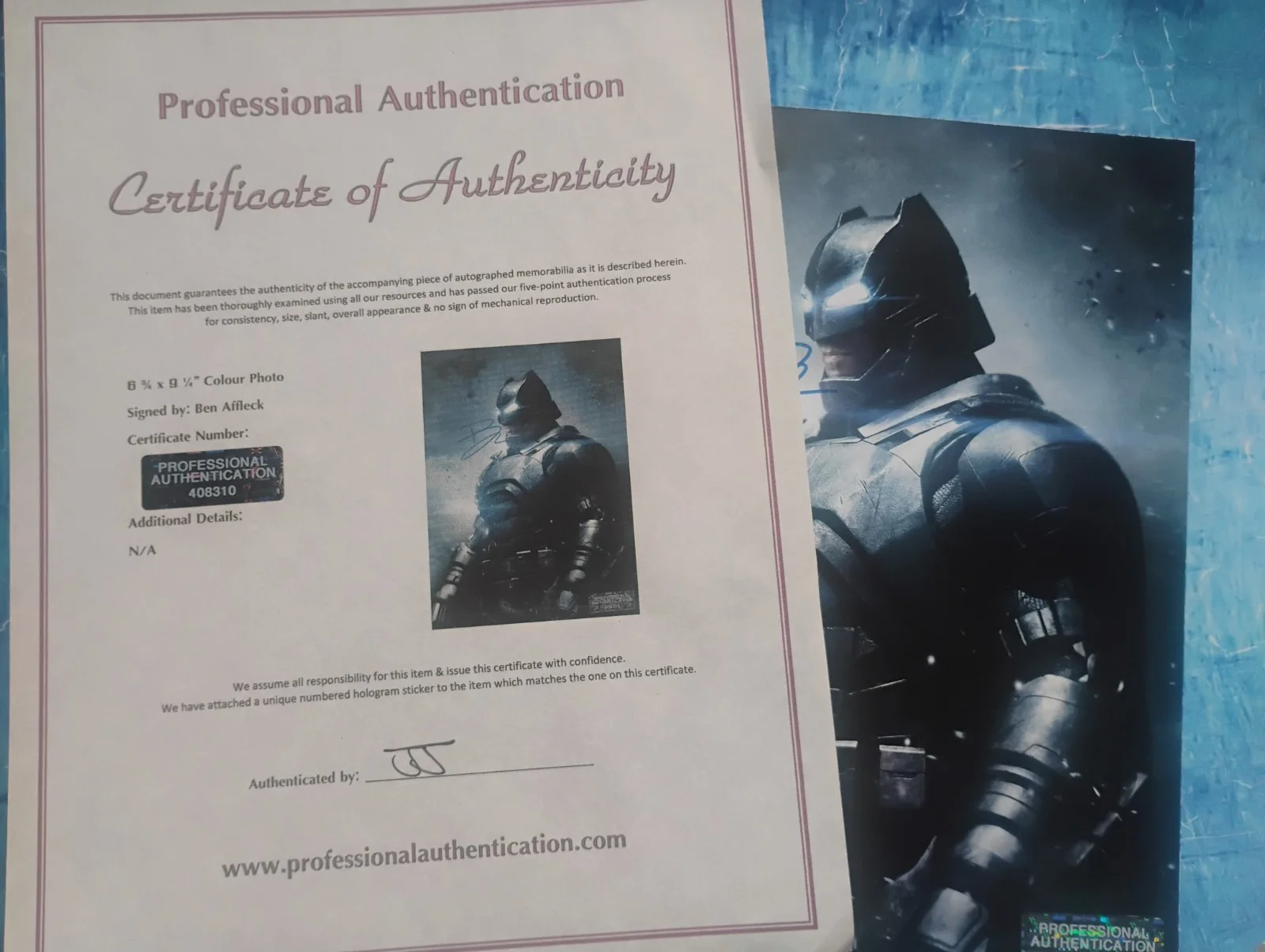 Ben Affleck Hand Signed Autograph Photo COA Batman Justice League NO US TARIFFS, image 4