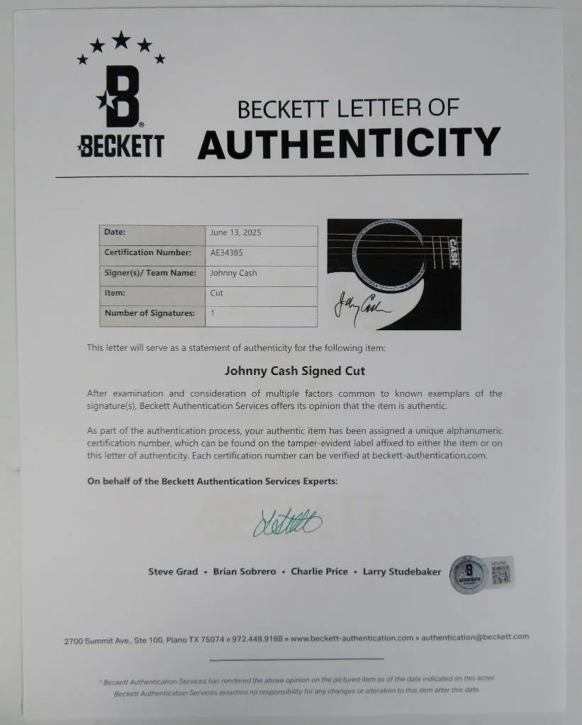 JOHNNY CASH Signed Autograph Auto Guitar JSA BAS, image 2