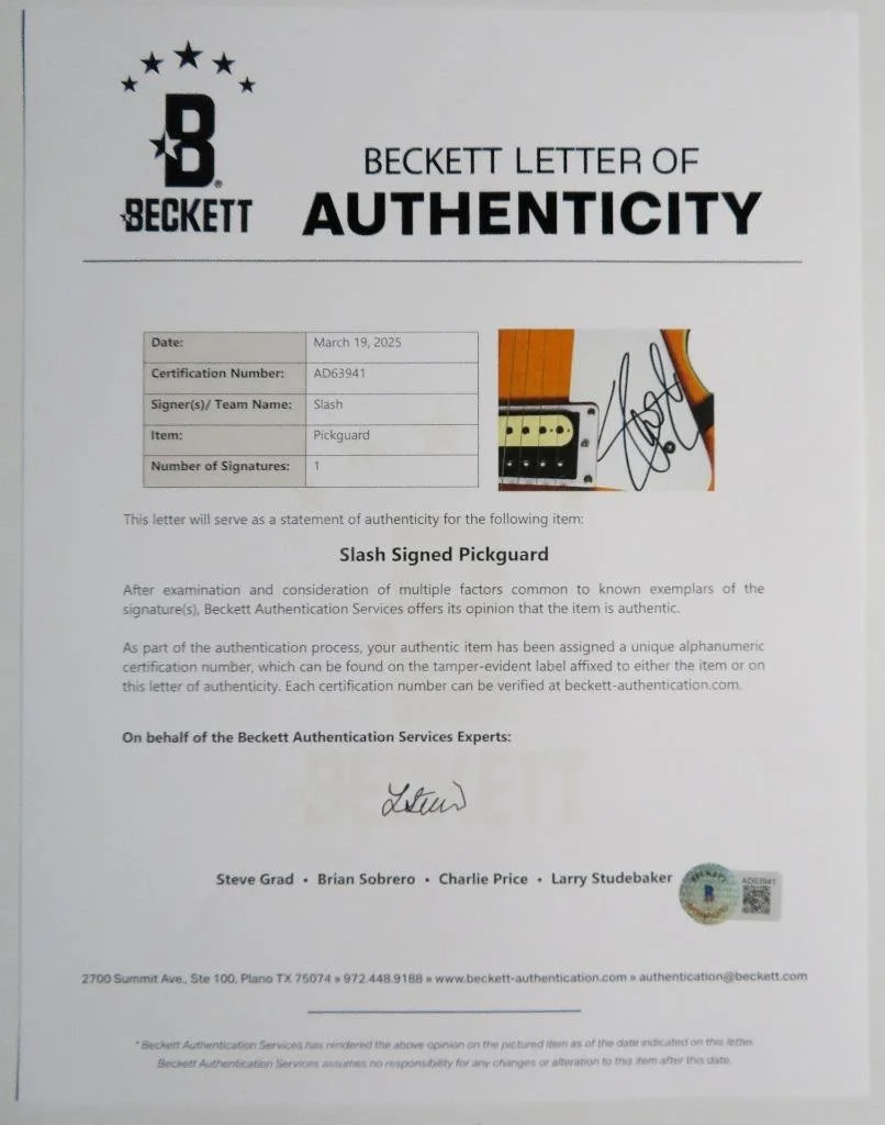 Slash GUNS N' ROSES Signed Autograph Auto Guitar JSA BAS, image 2