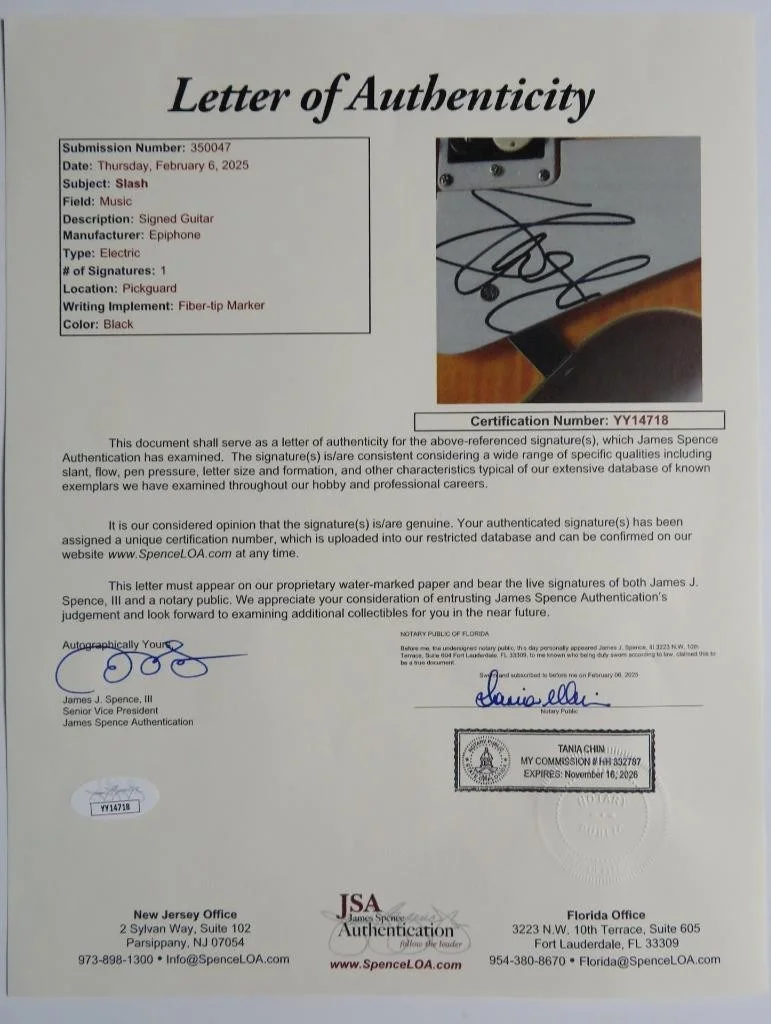 Slash GUNS N' ROSES Signed Autograph Auto Guitar JSA BAS, image 3