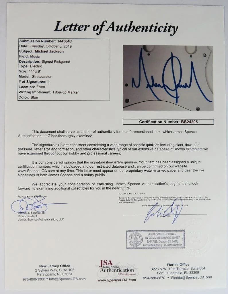 MICHAEL JACKSON Signed Autograph Auto Guitar JSA BAS, image 3