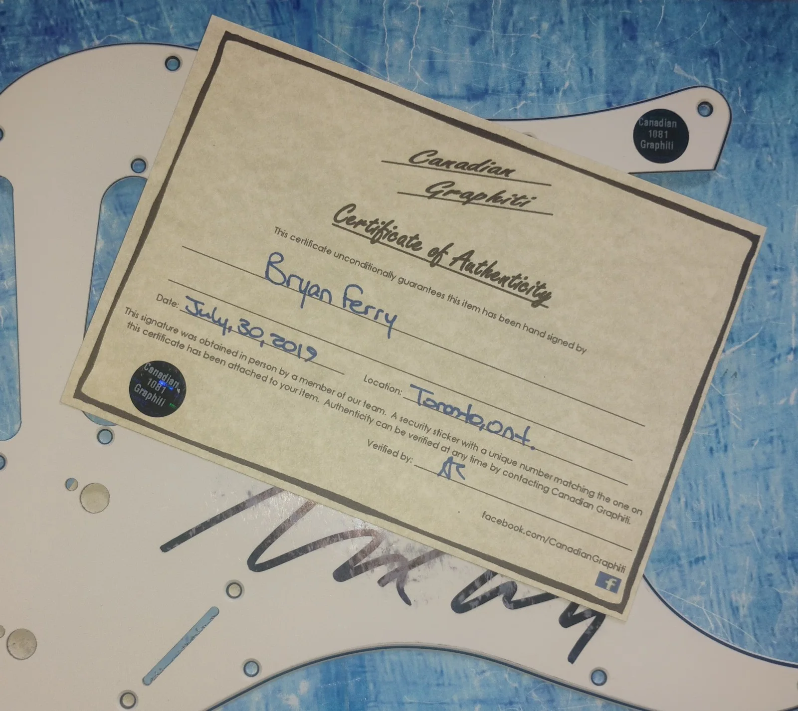Bryan Ferry Hand Signed Autograph Guitar Pick Guard COA - NO US TARIFFS, image 4