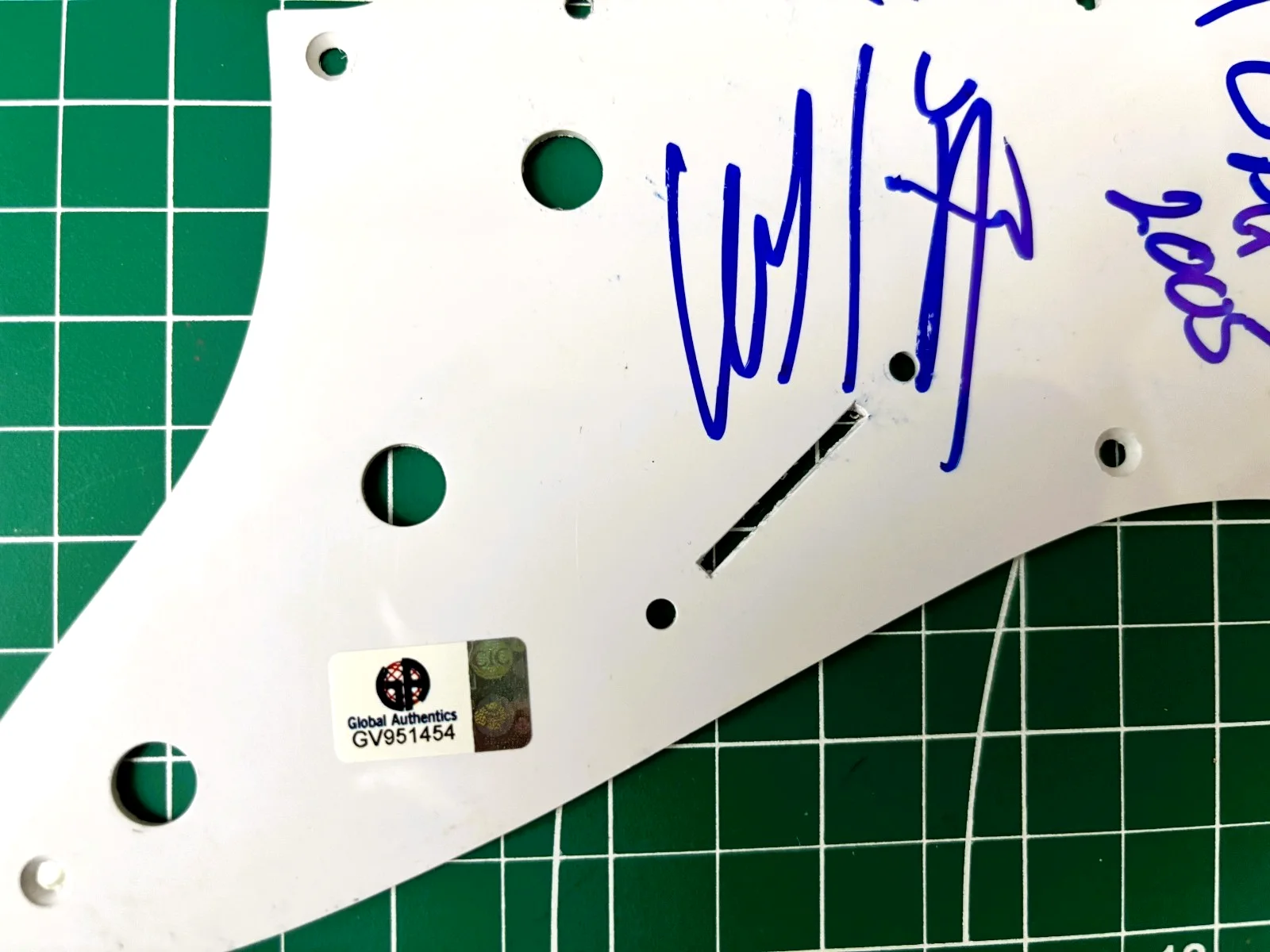 FERGIE, WILLIAMS, TABOO, ALLAN, PRINTZ — BLACK EYED PEAS STRATACASTER PICKGUARD 5 MEMBERS SIGNED COA - GA, image 4
