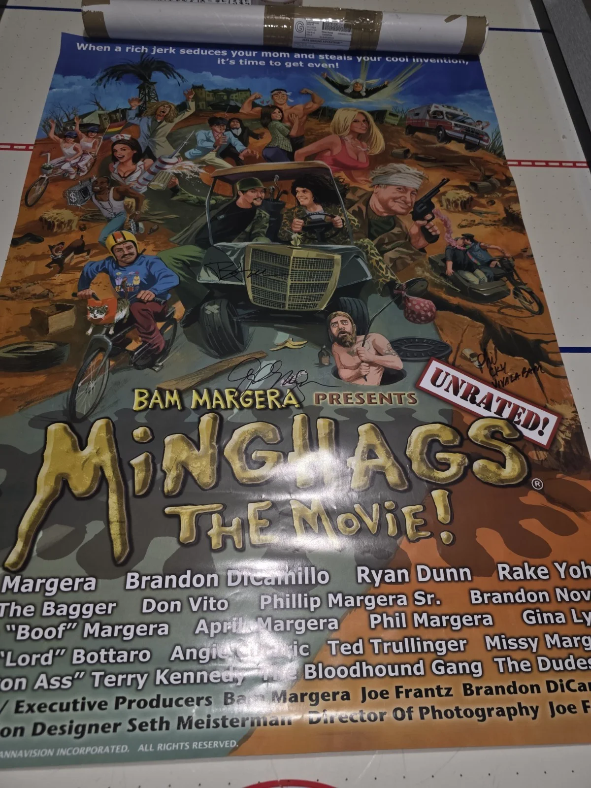 Bam Margera — BAM MARGERA Presents MINGHAGS THE MOVIE OFFICIAL POSTER NOS Autographed 2007