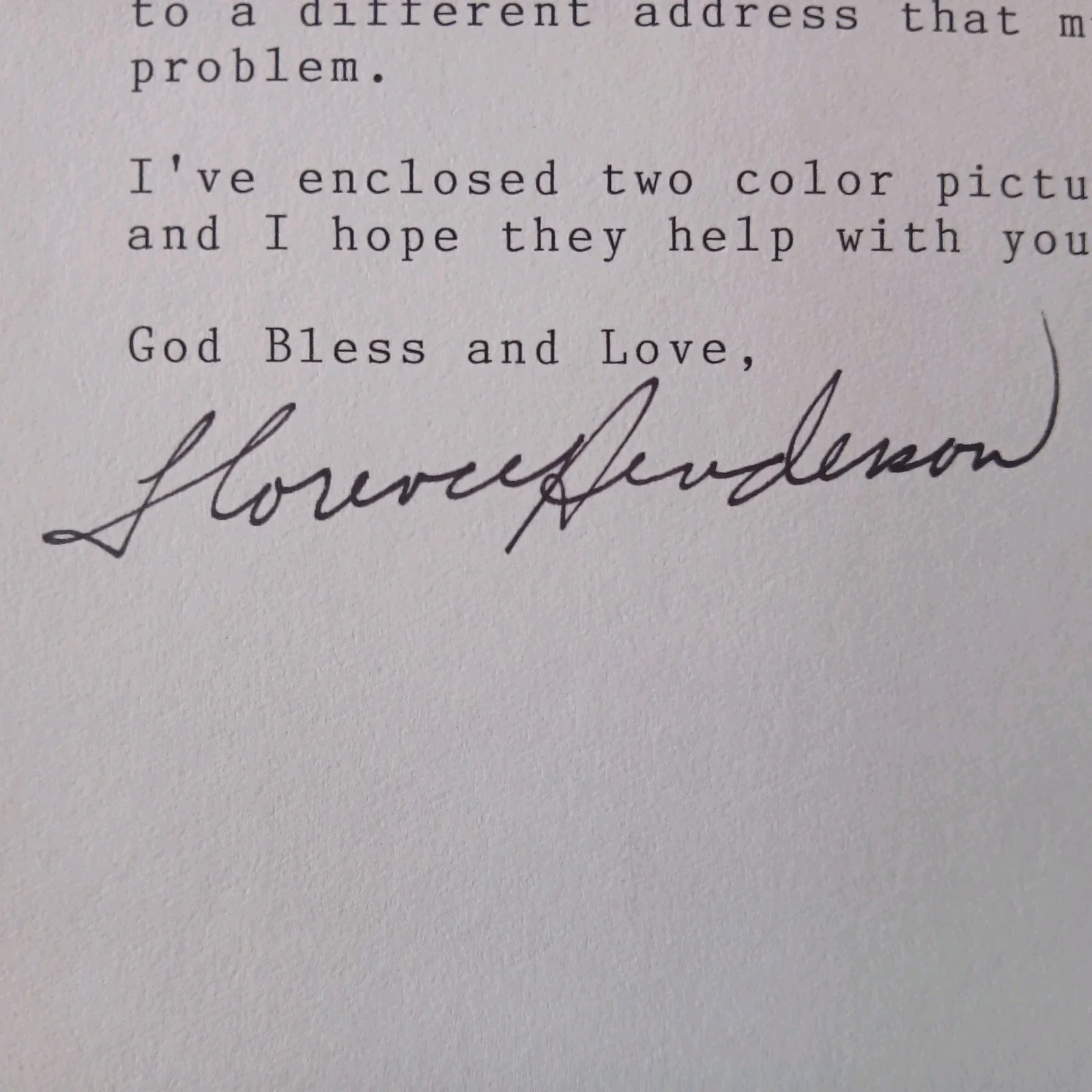 florence henderson — florence henderson signed letter on her letterhead brady bunch actress dated '97, image 3