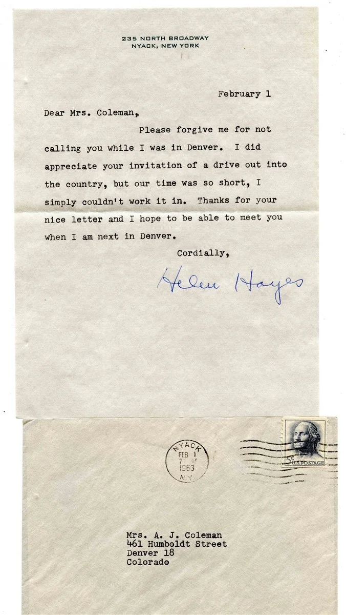 Helen Hayes Signed Letter on Personal Stationery with Envelope 1963, image 2