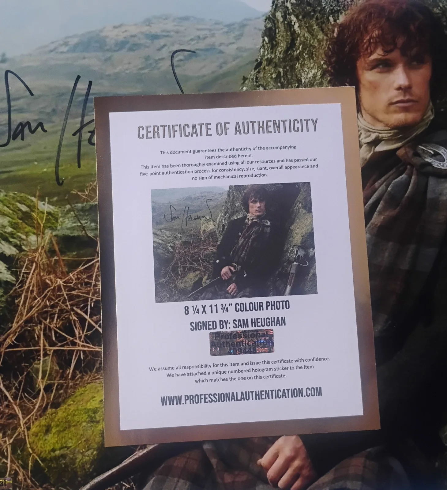 Sam Heughan Hand Signed Autograph Photo COA Outlander NO US TARIFFS, image 4