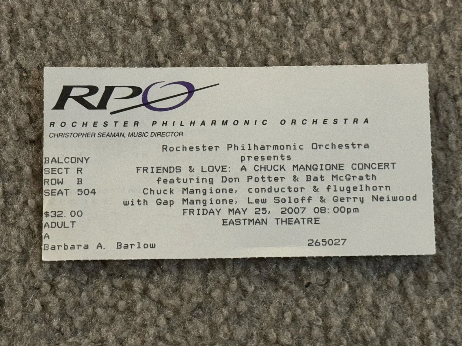 SIGNED Chuck Mangione Friends and Love Concert DVD with Original Ticket, изображение 4