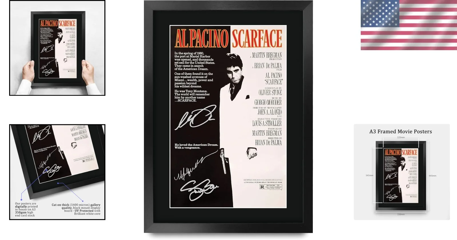 Scarface Movie Poster Framed 16x12 Al Pacino Signed Gift Print, image 2