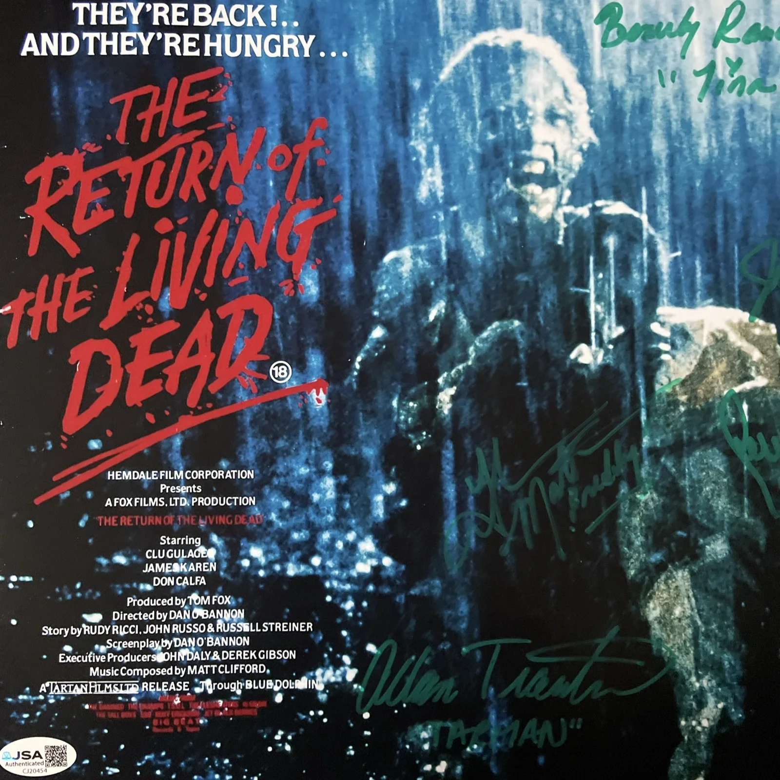 Return Of The Living Dead Cast Signed 11x14 JSA Authenticated, image 2