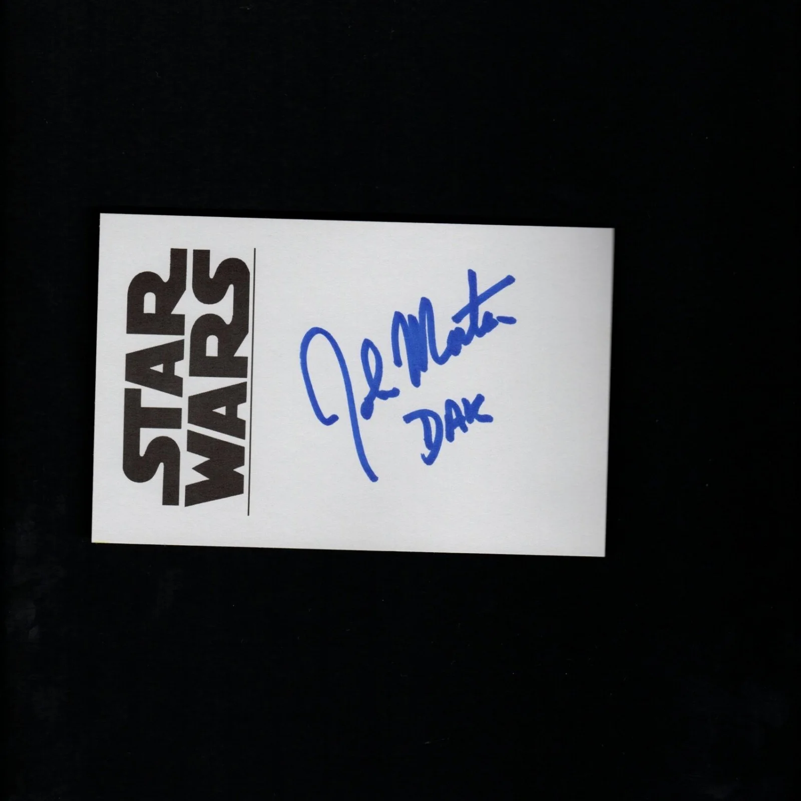 John Morton — Rare STAR WARS Autograph JOHN MORTON Dak Signed Index Card w/COA Hoth Tailgunner, image 2