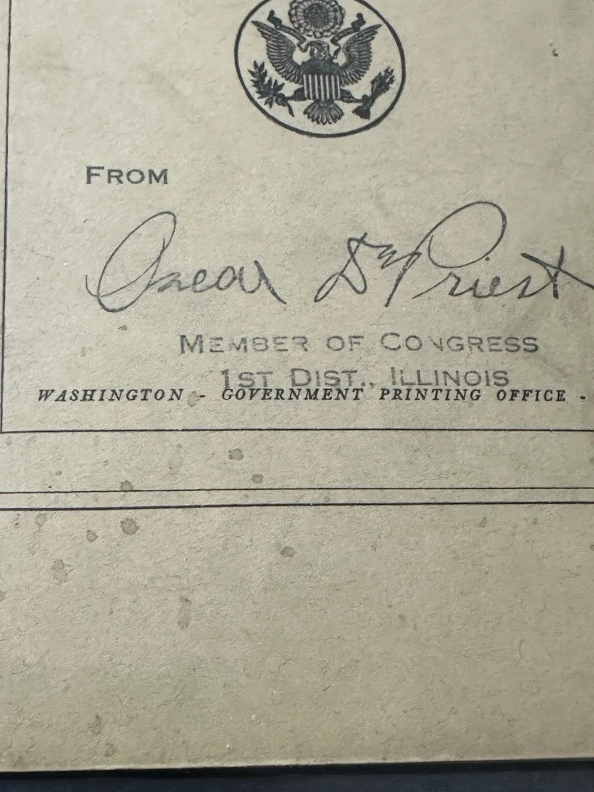 Oscsr DePriest SIGNED Pair Of Documents AUTOGRAPH AUTO, image 4