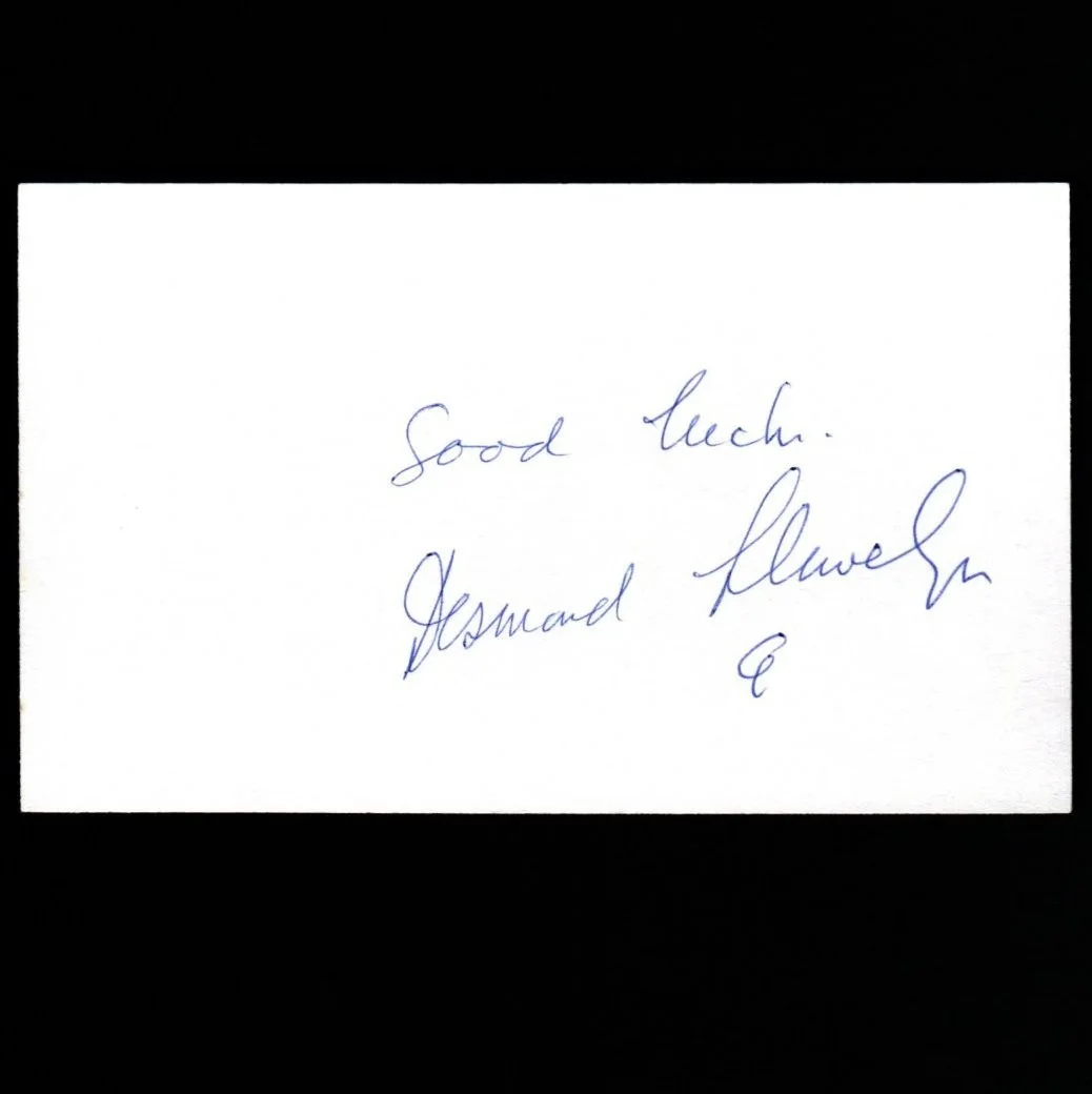 Desmond Llewelyn — DESMOND LLEWELYN Q Autograph Signed 3X5 Card w/ COA James Bond Films VERY RARE, изображение 2