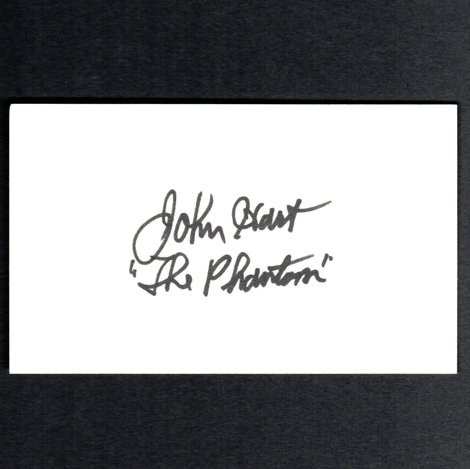 John Hart — JOHN HART The Phantom Autograph Signed 3X5 Index Card w/ COA RARE, image 2