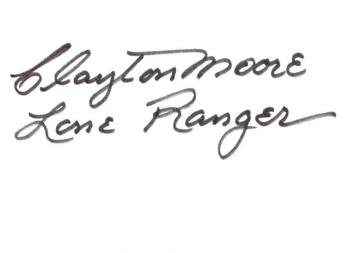 Clayton Moore — CLAYTON MOORE The Lone Ranger Autograph Signed 3X5 Index Card w/ COA