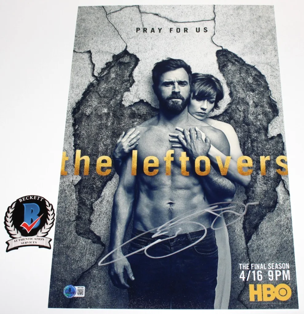 JUSTIN THEROUX SIGNED 'THE LEFTOVERS' 12x18 TV SHOW POSTER BECKETT BAS COA, image 2